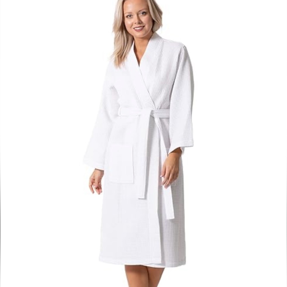 White Waffle Knit Robe